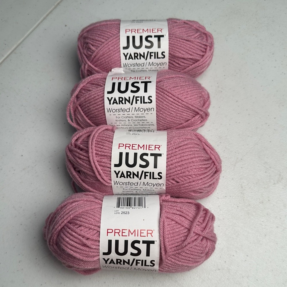 Premier Just Yarn Ballet Slipper Pink Worsted Acrylic 4 Skeins Matching Lot#